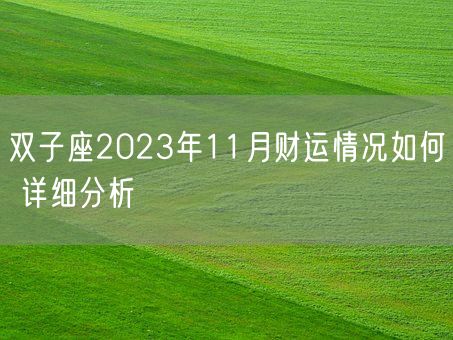 双子座2023年11月财运情况如何 详细分析(图1) 双子座2023年11月财运情况如何 详细分析(图1)