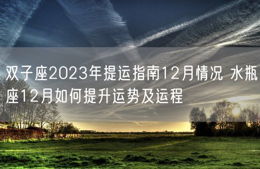 双子座2023年提运指南12月情况 水瓶座12月如何提升运势及运程(图1) 双子座2023年提运指南12月情况 水瓶座12月如何提升运势及运程(图1)