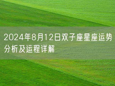 2024年8月12日双子座星座运势分析及运程详解(图1)