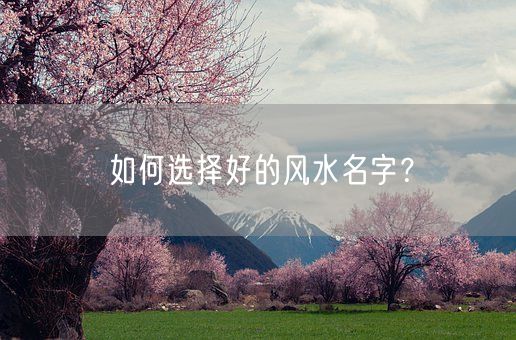 如何选择好的风水名字？(图1)