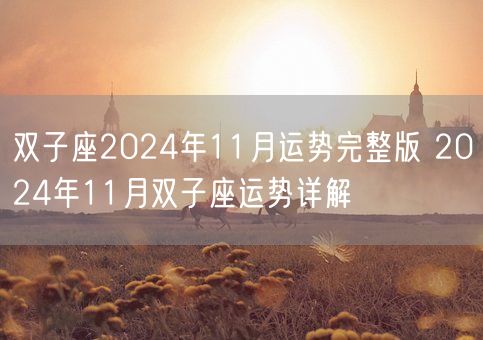 双子座2024年11月运势完整版 2024年11月双子座运势详解(图1)