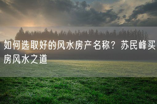 如何选取好的风水房产名称？苏民峰买房风水之道(图1)
