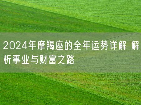 2024年摩羯座的全年运势详解 解析事业与财富之路(图1)