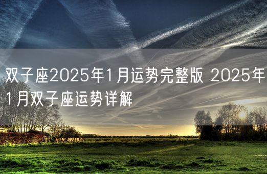 双子座2025年1月运势完整版 2025年1月双子座运势详解(图1) 双子座2025年1月运势完整版 2025年1月双子座运势详解(图1)