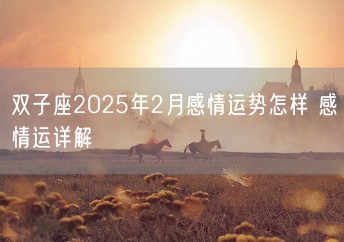 双子座2025年2月感情运势怎样 感情运详解(图1) 双子座2025年2月感情运势怎样 感情运详解(图1)