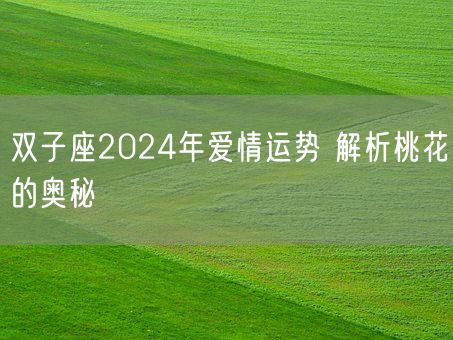 双子座2024年爱情运势 解析桃花的奥秘(图1) 双子座2024年爱情运势 解析桃花的奥秘(图1)