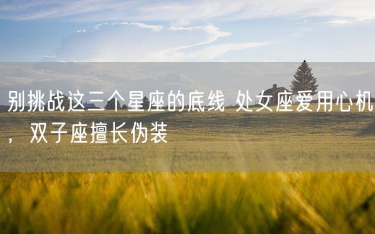 别挑战这三个星座的底线 处女座爱用心机,双子座擅长伪装(图1) 别挑战这三个星座的底线 处女座爱用心机,双子座擅长伪装(图1)