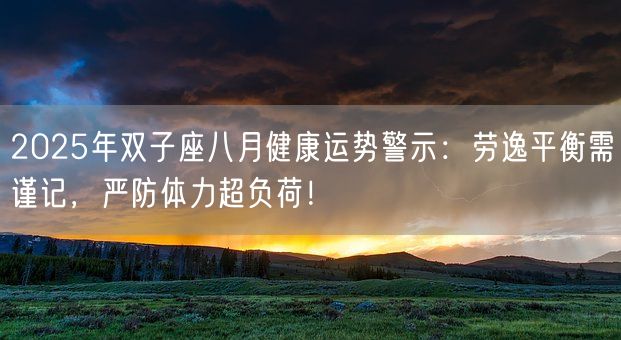 2025年双子座八月健康运势警示：劳逸平衡需谨记，严防体力超负荷！(图1)
