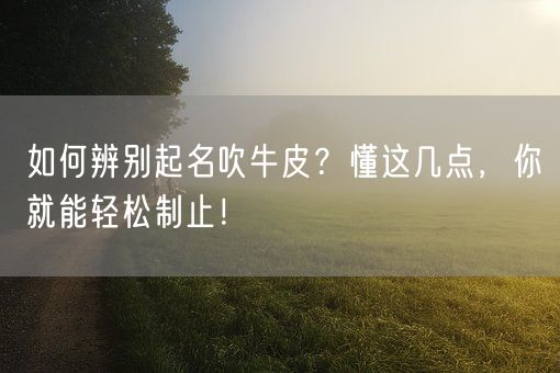 如何辨别起名吹牛皮？懂这几点，你就能轻松制止！(图1)