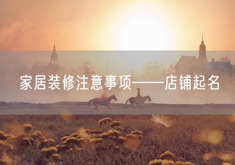 家居装修注意事项——店铺起名(图1) 家居装修注意事项——店铺起名(图1)