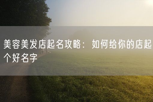 美容美发店起名攻略:如何给你的店起个好名字(图1) 美容美发店起名攻略:如何给你的店起个好名字(图1)