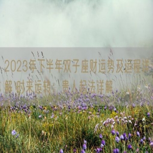 2023年下半年双子座财运势及运程详解 时来运转：贵人起法详解