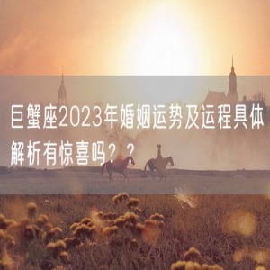 巨蟹座2023年婚姻运势及运程具体解析有惊喜吗？？