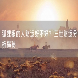 狐狸眼的人财运好不好？三世财运分析揭秘