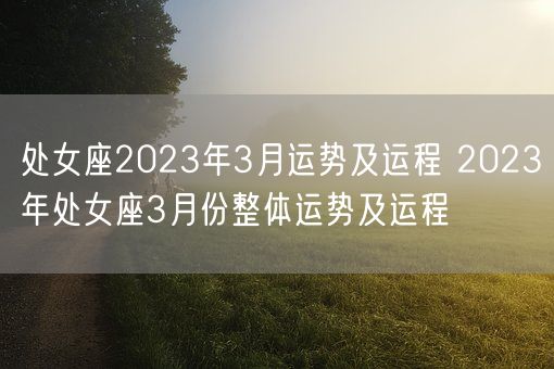 处女座2023年3月运势及运程 2023年处女座3月份整体运势及运程(图1)