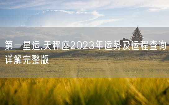 第一星运,天秤座2023年运势及运程查询详解完整版(图1)