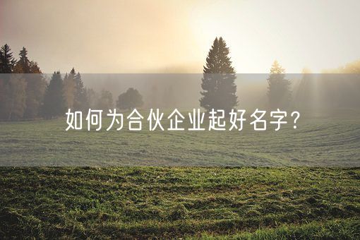 如何为合伙企业起好名字？(图1)