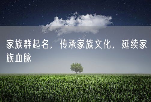 家族群起名，传承家族文化，延续家族血脉(图1)