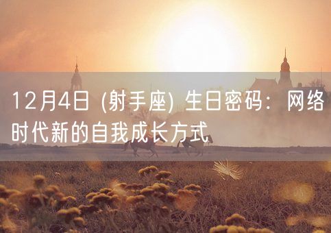 12月4日 (射手座) 生日密码：网络时代新的自我成长方式(图1)
