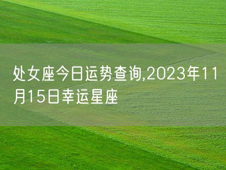 处女座今日运势查询,2023年11月15日幸运星座(图1)