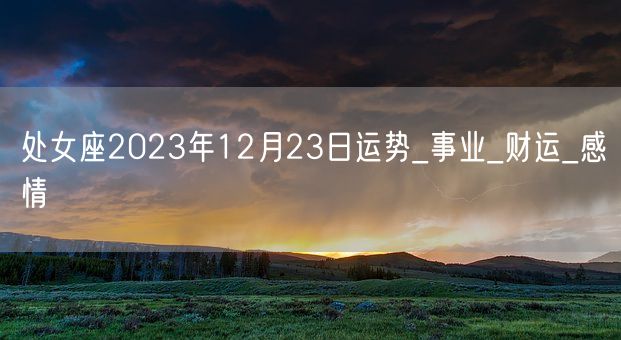 处女座2023年12月23日运势_事业_财运_感情(图1)