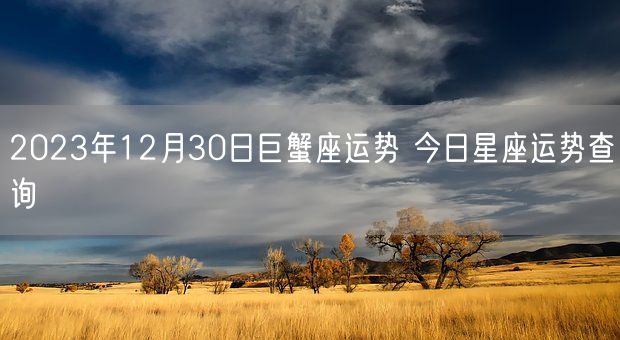 2023年12月30日巨蟹座运势 今日星座运势查询(图1)