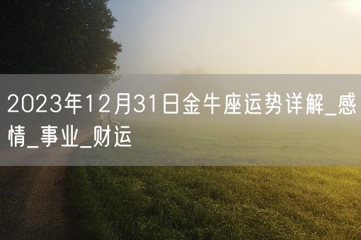 2023年12月31日金牛座运势详解_感情_事业_财运(图1)