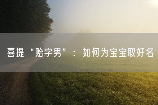 喜提“贻字男”：如何为宝宝取好名(图1)