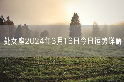 处女座2024年3月16日今日运势详解(图1)