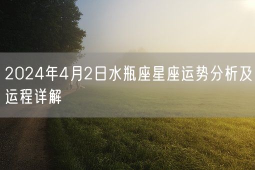 2024年4月2日水瓶座星座运势分析及运程详解(图1)