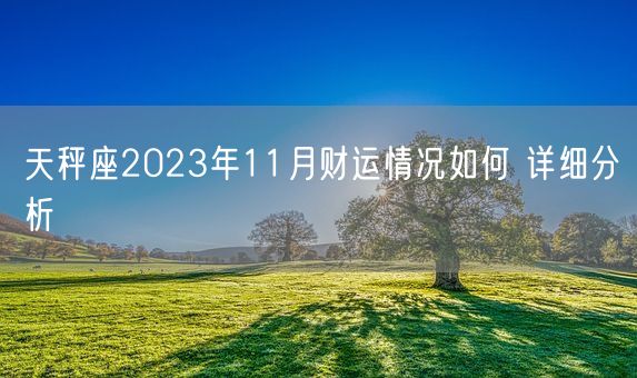 天秤座2023年11月财运情况如何 详细分析(图1)