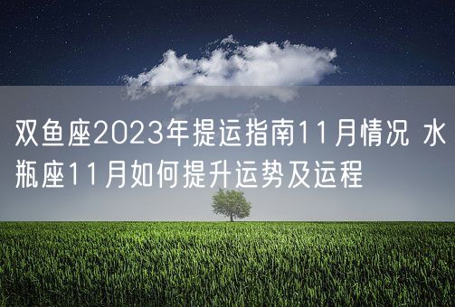 双鱼座2023年提运指南11月情况 水瓶座11月如何提升运势及运程(图1) 双鱼座2023年提运指南11月情况 水瓶座11月如何提升运势及运程(图1)