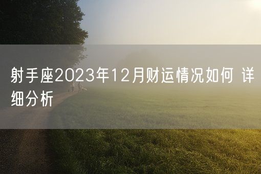 射手座2023年12月财运情况如何 详细分析(图1)