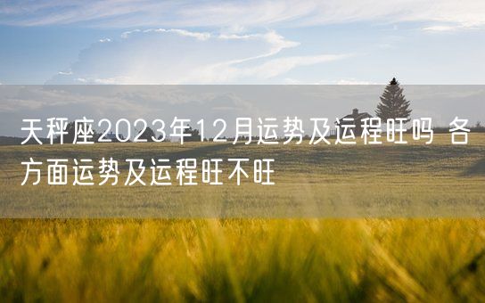 天秤座2023年12月运势及运程旺吗 各方面运势及运程旺不旺(图1)
