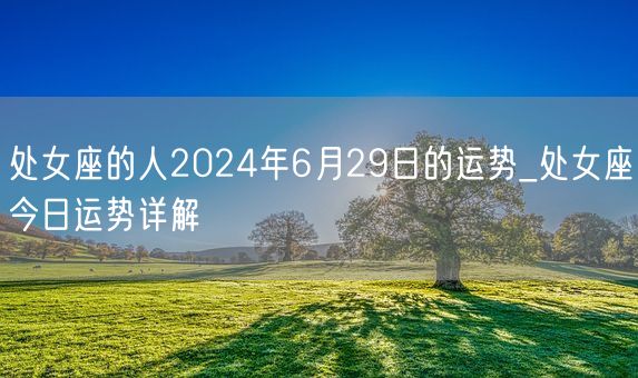 处女座的人2024年6月29日的运势_处女座今日运势详解(图1)