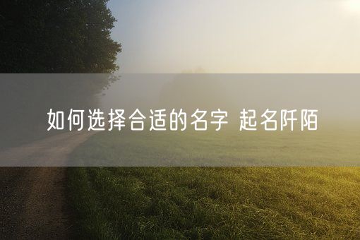 如何选择合适的名字 起名阡陌(图1)