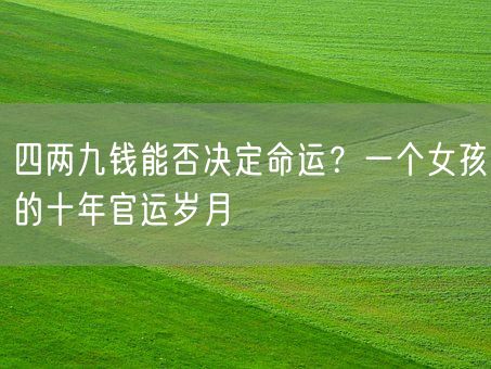 四两九钱能否决定命运？一个女孩的十年官运岁月(图1)