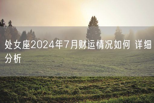 处女座2024年7月财运情况如何 详细分析(图1)