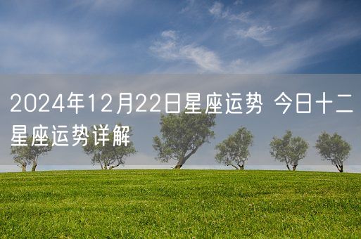 2024年12月22日星座运势 今日十二星座运势详解(图1)