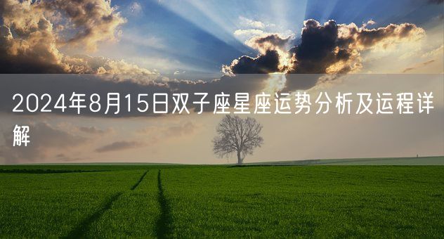 2024年8月15日双子座星座运势分析及运程详解(图1)