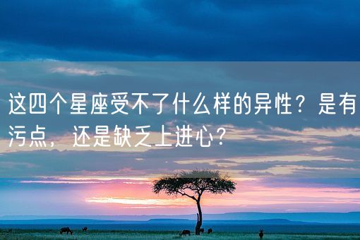 这四个星座受不了什么样的异性？是有污点，还是缺乏上进心？(图1)
