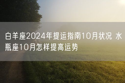 白羊座2024年提运指南10月状况 水瓶座10月怎样提高运势(图1)