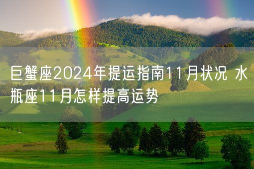 巨蟹座2024年提运指南11月状况 水瓶座11月怎样提高运势(图1)