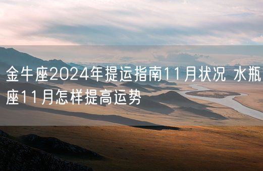 金牛座2024年提运指南11月状况 水瓶座11月怎样提高运势(图1)