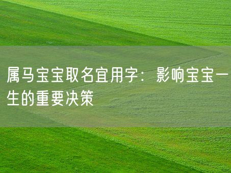 属马宝宝取名宜用字：影响宝宝一生的重要决策(图1)