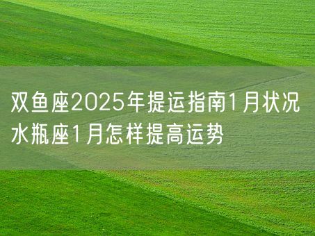 双鱼座2025年提运指南1月状况 水瓶座1月怎样提高运势(图1)