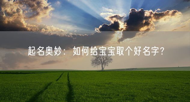 起名奥妙：如何给宝宝取个好名字？(图1)