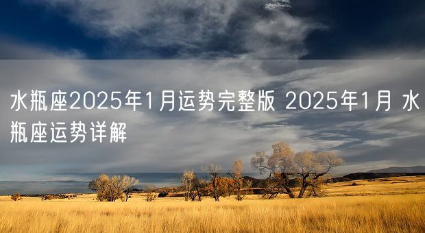 水瓶座2025年1月运势完整版 2025年1月 水瓶座运势详解(图1)