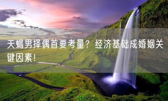 天蝎男择偶首要考量？经济基础成婚姻关键因素！(图1)