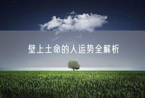 壁上土命的人运势全解析(图1)